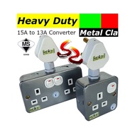 Heavy Duty Metal Clad 15A -13A Power Switch Socket Convertor round 3 pin to 3 pin 2pin ADAPTER SIRIM
