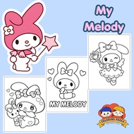 Combo of 50/25 sheets of coloring pages, My Melody rabbit-shaped coloring pages for children on A4, 