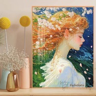 DIY งานฝีมือ Cross Stitch รูปสาวน้อยสไตล์ยุโรป งานฝีมือขนาดเล็ก งานฝีมือเพชร งานฝีมือปักลาย งานฝีมือ