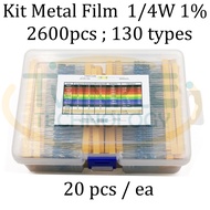 Resistor Kits Box Assortment Kit 1/4W 1/2W 1W 2W Metal Film 1 - 3M ohm 1% Mixed value resistor perin