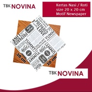 [100 Pcs] Rice Paper Burger Paper/ with Newspaper Pattern (20X20 cm) - Printed Motif - Non-Stick Bur