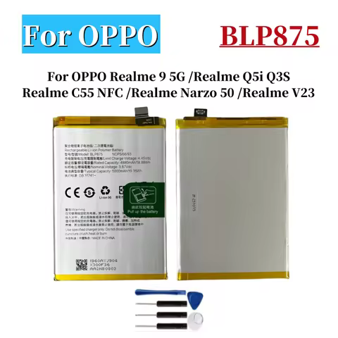 New 5000mAh Battery BLP875 For OPPO Realme 9 5G /Realme Q5i Q3S /Realme C55 NFC /Realme Narzo 50 /Re