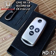 Key Case For Honda CIVIC FB 1.8/ ACCORD G8/ CR-V G4 2.0 Made Of TPU Metallic Silver (With Keychain)