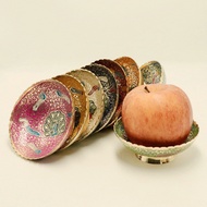 Nepal Imported Pure Copper Painted Fruit Supply Plate Water Supply Bowl Household Worship Exquisite 
