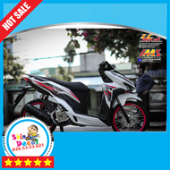 TEM RỜI mẫu sọc đỏ đen cho Vario 150 trắng