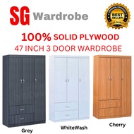 3 Door Wardrobe Solid Plywood