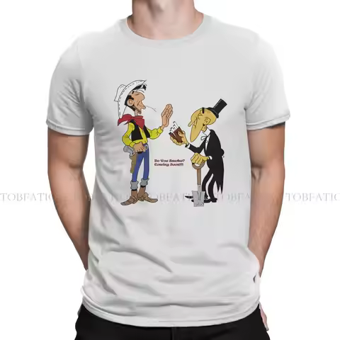 Lucky Luke Cartoon Comic 100% Cotton TShirts Undertaker Print Men's T Shirt Funny Tops 6XL