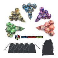 High Quality RPG Dice Set - 7 Pieces + Dice Pouch - RPG Dice
