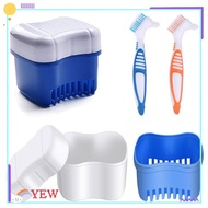YEW Dentures Container with Basket Travel Double-layer Cleaning Tool Cleaner Brush