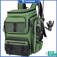 CCZedo Fishing Backpack 42L Large Water-Resistant With Rod Holders Storage Fishing Gear For Outdoor 