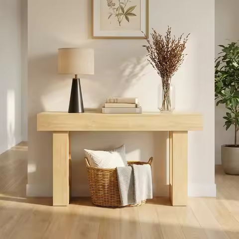 JHK 63IN Sofa Table Narrow Console Table Wooden Entryway Table Space-Saving Heavy Duty 155lbs Capaci
