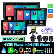 【QLED 4G+64G  8 core】7/9/10inch Android Car Player Touch Screen 2din Android 14 Bluetooth Radio Supp