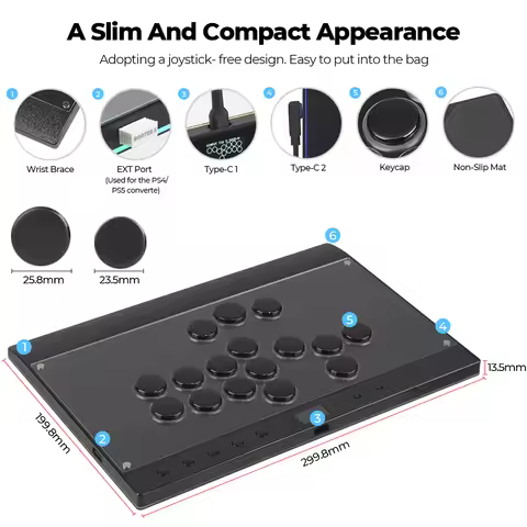 Haute42 C16 Magnetic Hitbox Leverless Arcade Stick Controller For Ps4 /PS5/Switch Button Rim Stickle