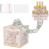 PATIKIL 30th Birthday Money Box for Cash Gift, Birthday Money Pull Box with 100pcs Transparent Bags 
