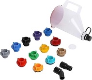 15-Piece No-Spill Engine Oil Funnel Kit for Automotive Use - 1.5 Qt Funnel with 14 Adapters for Easy