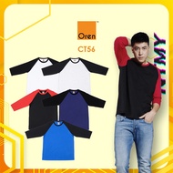 NTMY Oren Sport Comfy Cotton Raglan Tee Plain Unisex Adult Round Neck T-shirt 3 Quarter CT56