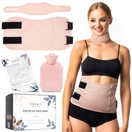 VikingL - Castor Oil Pack Wrap Organic Cotton with Hot Water Bottle for Body Pain Relief, Caster Oil