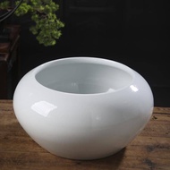 QM🏅Pure White Wind Water Tank Decoration Cornucopia Porcelain Desktop Fish Tank Small White Tire Tank Fish Basin FJC2