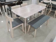 TOP 1 Dining Set1+6 & Dining Set 1+4+Bench 1+4 Meja Makan / Dining Table Set/Solid Wood Dining Set