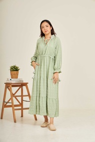 飄逸面料荷葉邊連衣裙  - BUALOY : 薄荷綠