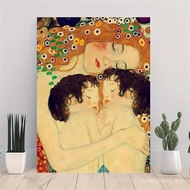 1pc Famous Posters and Print, Mother Love Twins Baby By Gustav Klimt Canvas Painting, Wall Art Pictu