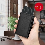 Men's Carbon Fiber RFID Wallet, Aluminum Alloy Magnetic Card Holder with Money Clip, Slim Anti-Theft