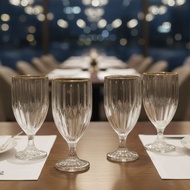 ROBO.PH Fluted Ribbed Gold Rim Goblet & Drinking Glass Set 2/3/6pcs Clear Textured Wine Goblet Set