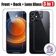 UC 3-in-1 Tempered Glass Compatible for iPhone 14 Pro Max 14 Plus 7Plus 8Plus 11 XR 12 Pro Max 6 6S 