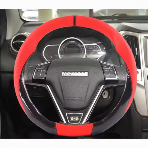 Carbon Fiber Anti-slip Leather 38CM Car Steering Wheel Cover For Haval H1 H2 H3 H6 H7 H9 M6 F7X Joli