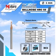 Ballnose Diameter 1mm HRC55 Carbide 2F R0.5 D1 Ball mill 1 mm