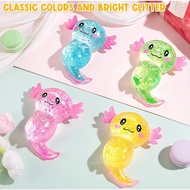 Axolotl Squishy Stress Relief Toy Glitter Fidget Toys Cute Malt Sugar Axolotl Fidget for Kids Youth 