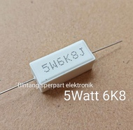(10 Buah) RESISTOR KAPUR 5W 6K8 RESISTOR 5W 68K OHM RESISTOR KAPUR 5WATT 6K8 OHM RESISTOR 5 WATT 6K8
