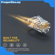 [prosperrise] 100PCS Cat6 UTP FTP Network Cable RJ45 Plug Modular Ethernet Connectors Gold Plated En