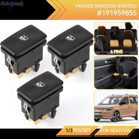 1/3X Power Master Window Control Switch 191959855 Window Lift Button for VW Golf Jetta 2 Polo 6N Sea