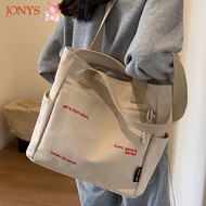 JONYS Canvas Shoulder Bag, Canvas Square Shape Student Book Bag, Large Capacity Student Bag