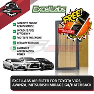 Excellabs Air Filter for Toyota Vios 2014-up Avanza 2016-up Mirage G4/Hatchback 2012-up(17801-0Y050)