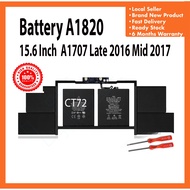 Battery A1820 For 15.6 inches A1707 2016-2017 Free Screwdriver