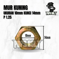 Mur Hexagon Kuning M10 / 10mm Kunci 14 mm P 1.25
