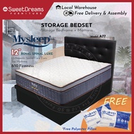 A77 Bed Frame |+ 12" Orthopedic Spring Mattress Bundle Package | Single/Super Single/Queen/King Storage Bed | Divan Bed