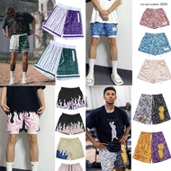 Basketball Shorts Quarter Pants Amoeba Knee American Flame Retro Ball Outline Double Mesh Printed Me
