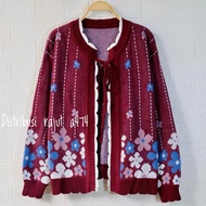 CARDIGAN RAJUT KANCING PITA MOTIF BUNGA WANITA KOREA STAYLE