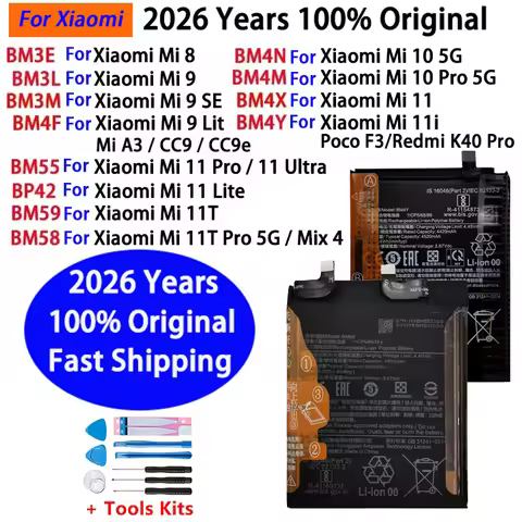 Original Battery BM4X BM4Y BM55 BM3L BM3M BM4F BM4N BP42 BM58 BM59 For Xiaomi Mi 8 9 10 11 11i 11T L