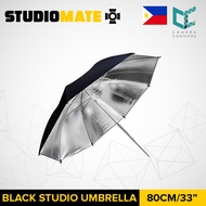 STUDIOMATE 80cm/33 inches Black Silver Umbrella for Studio Photography