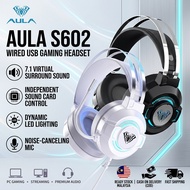 AULA S602 Wired USB Gaming Headset - 7.1 Surround Sound, Noise-Canceling Mic, Over-Ear Esports Headp