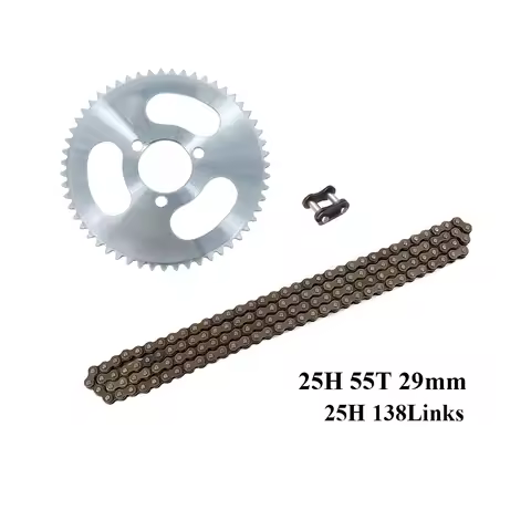 25H Chains Kit Rear Sprocket Plate 55T Tooth 29mm 138L Chain For 2 Stroke Mini ATV 47cc 49cc Pocket 