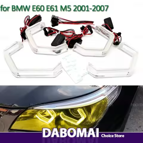 For BMW 5 Series E60 E61 520i 525i 530i 540i 545i 550i M5 2001-2007 Lemon Yellow Angel Eyes DTM Styl