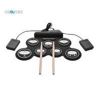 7 Pads Electric Drum Set ,Portable Roll Up Drum Practice Pad Drum Kit with Drum Pedals Drum Sticks, Gift for Kids Adults