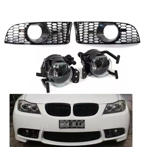 For BMW 3-Series E90 E91 E92 E93 2006-2011 M3 Style Car Front Bumper Fog Light Lamps Grilles Grille 