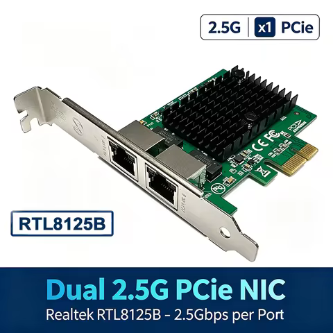 2/1 Ports PCIE NIC Card 2.5G RTL8125 PCIE To RJ45 Dual Port RJ45 Network Card Gigabit Ethernet PCI E