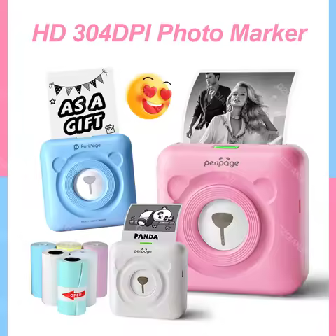 300DPI Peripage A6 58mm Mini Bluetooth Notes Label Sticker Printer Maker with Color Paper Rolls For 